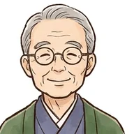 案内役の仕舞亭おさめ（笑顔）のイラスト